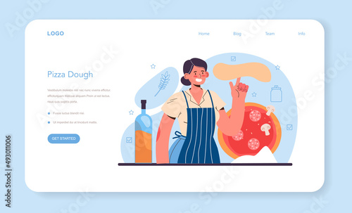 Dough products making web banner or landing page. Baking industry