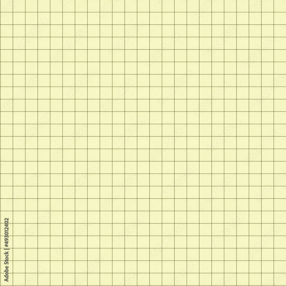 Grid paper texture, seamless texture of a yellow graph paper sheet