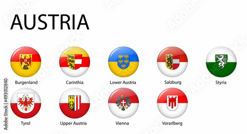 all Flags of regions of Austria