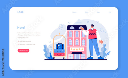 Hotel web banner or landing page. Tourism service, professional