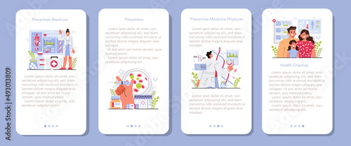 Preventive medicine mobile application banner set. Annual medical exam