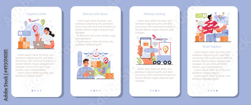 Smart logistics technologies mobile application banner set. Idea of modern