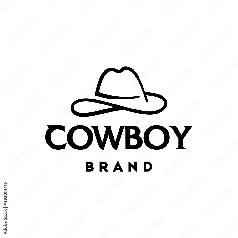 Cowboy hat outline vector icon logo. simple line of black fedora hat icon vector Cowboy hat outline vector icon logo. simple line of black fedora hat icon vector