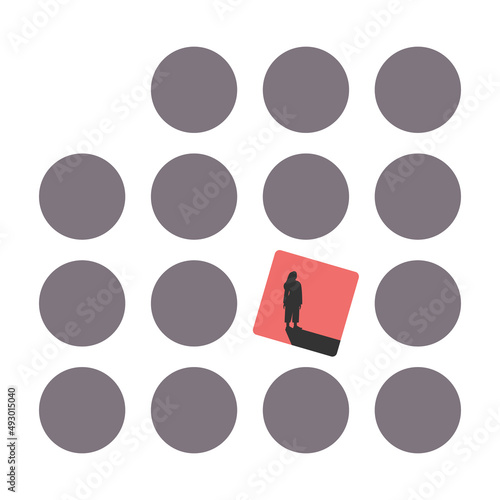 Uniqueness and individuality concept. Character standing out