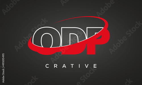 ODP creative letters logo with 360 symbol vector art template design photo