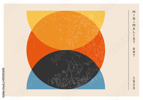 Minimalist 20s geometric abstract background design, vector primitive shapes