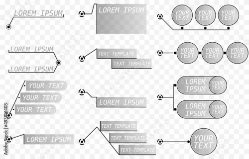 Set of vector digital callouts. PNG text callouts. Information panel png, template. Interface element.