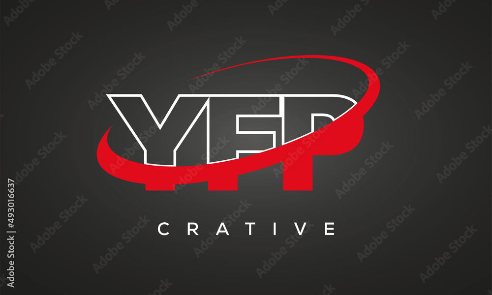 YFP creative letters logo with 360 symbol vector art template design