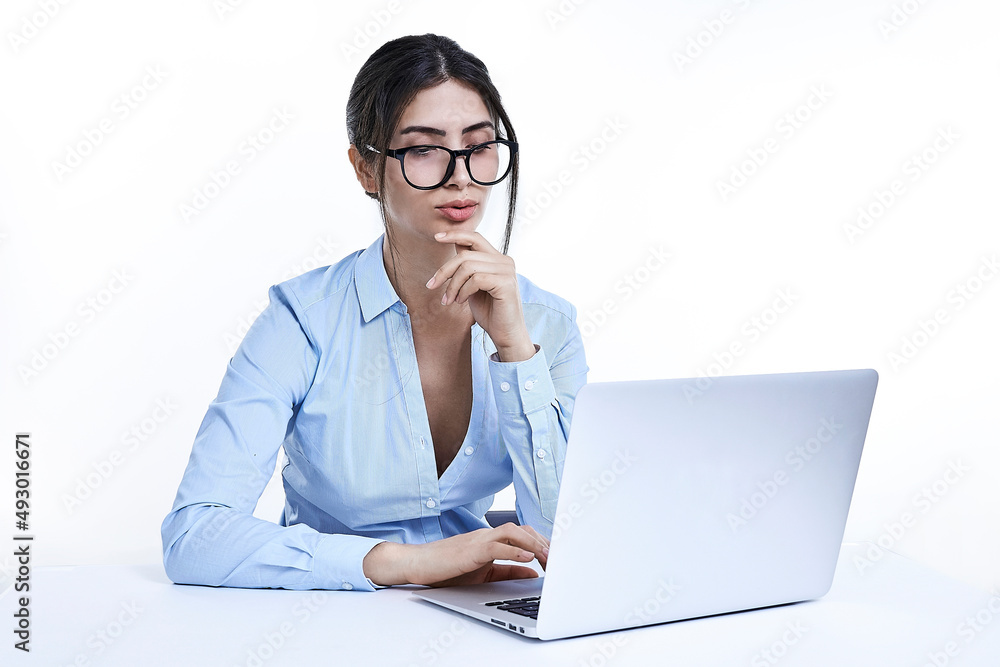 A beautiful business woman with notebook computer. A beautiful business woman with notebook computer.