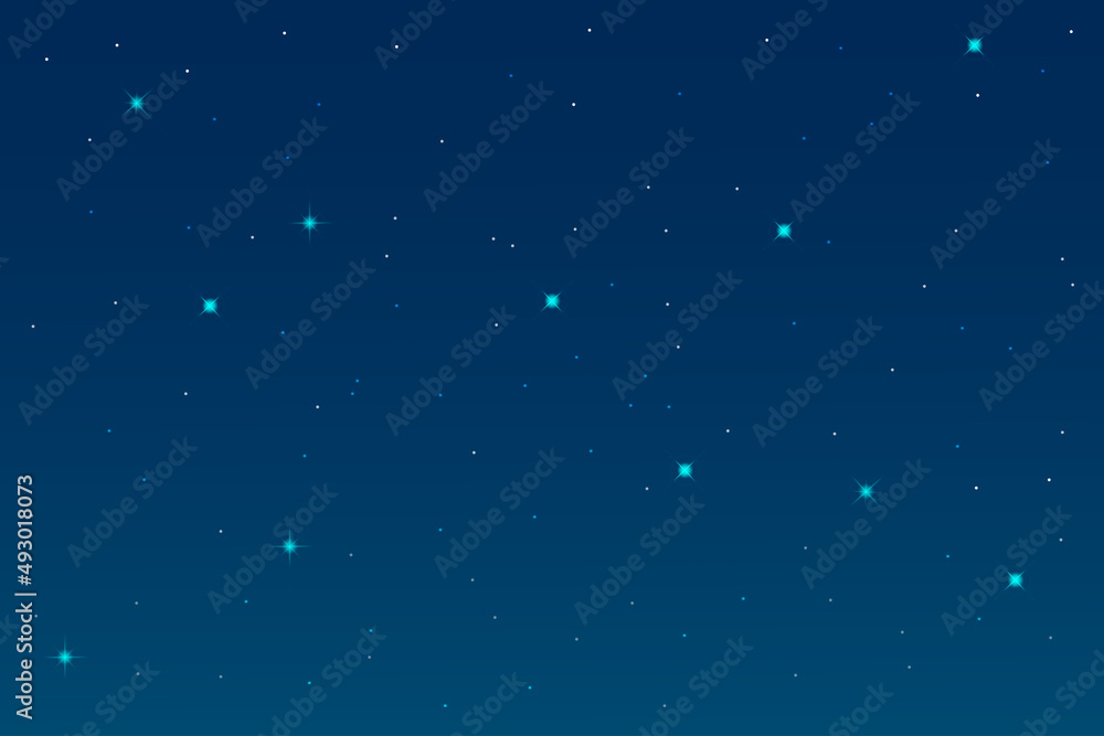 Fototapeta premium night sky with stars and moon. paper art style. Dreamy background with moon stars and clouds, abstract fantasy background. Half moon, stars and clouds on the dark night sky background.