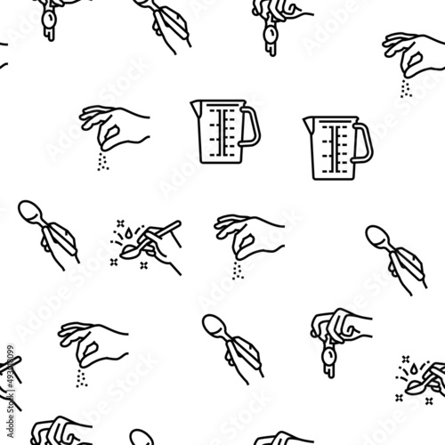Cook Instruction For Prepare Meal Vector Seamless Pattern Thin Line Illustration
