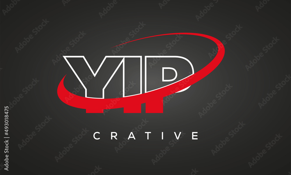 YIP creative letters logo with 360 symbol vector art template design