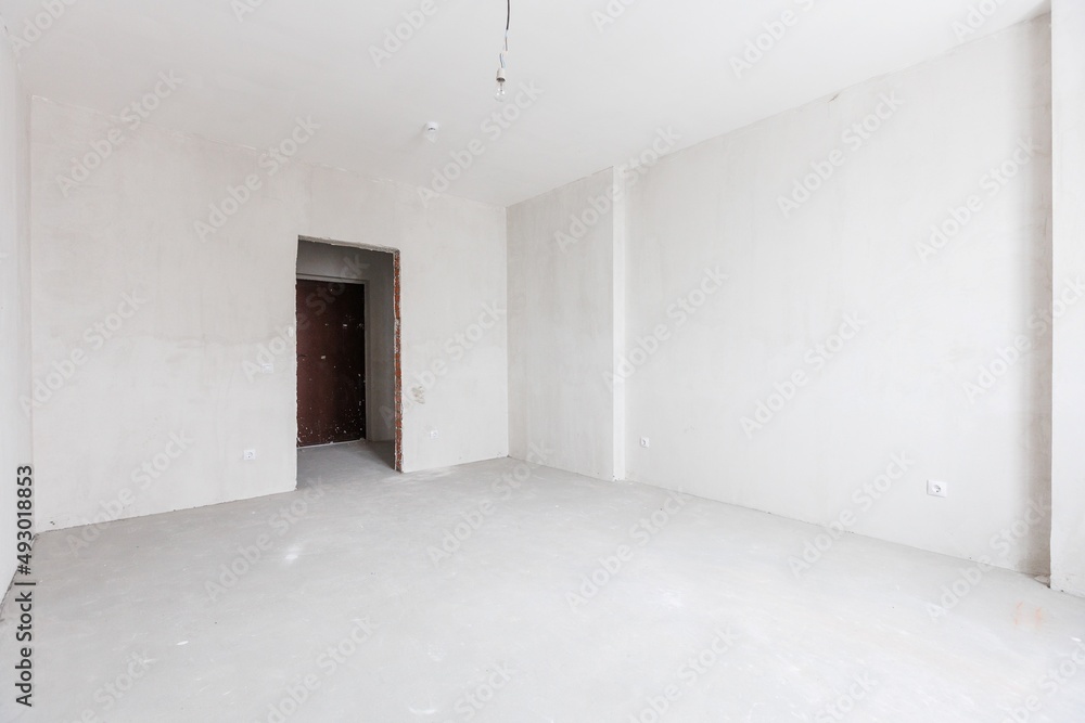 interior of the apartment without decoration in gray colors interior of the apartment without decoration in gray colors