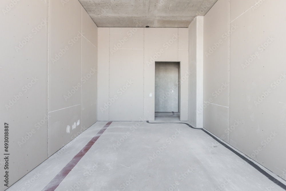 interior of the apartment without decoration in gray colors interior of the apartment without decoration in gray colors