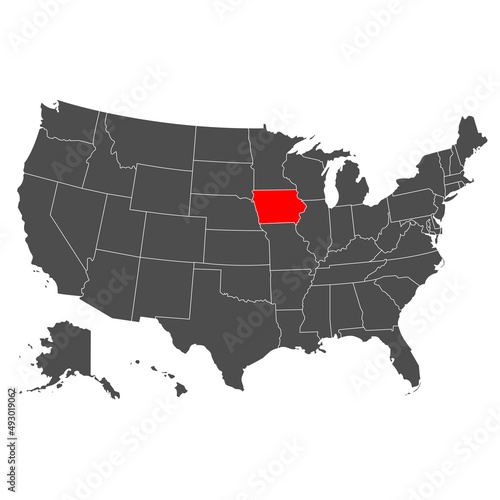 Vector map of the state of Lova. High detailed illustration. Country of the United States of America. Flat style. Vector photo