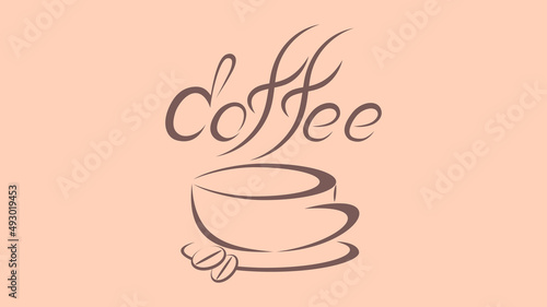 Stylized inscription Coffee and coffer cup logo