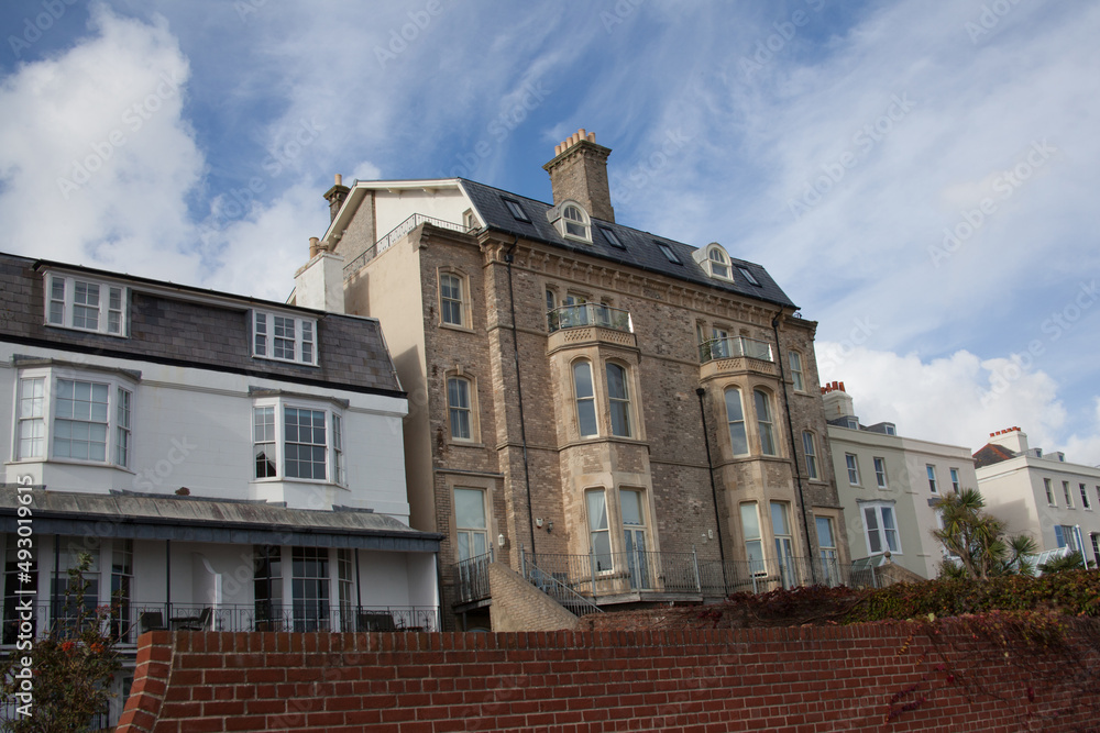Buildings on the seafront in Weymouth, Dorset in the UK