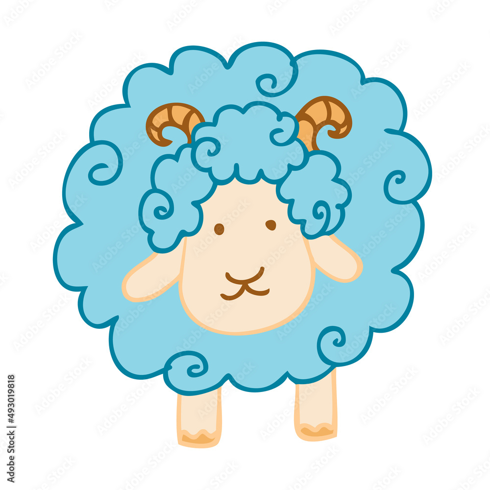Fototapeta premium Colorful doodle style vector illustrations of sheep