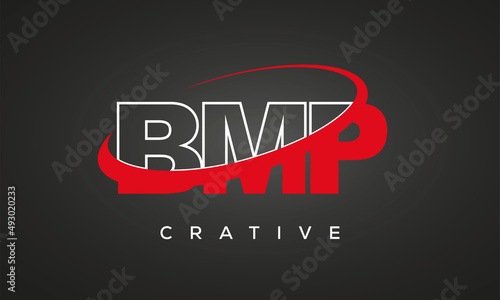 BMP creative letters logo with 360 symbol vector art template design