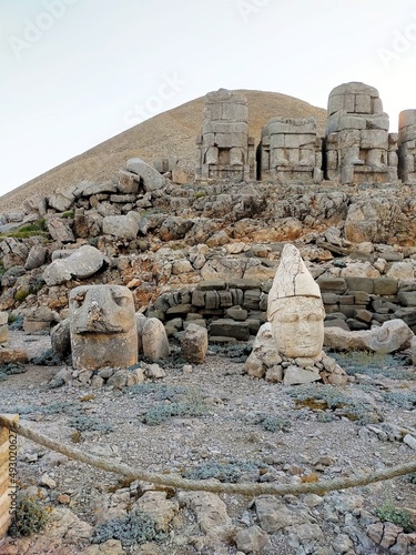 Mount Nemrut, Adiyaman, Turkey. Ruins of the ancient city.  photo