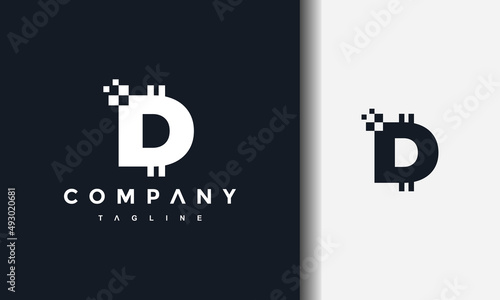 letter D pixel digital logo