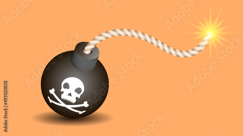A pirate bomb
with a burning bickford cord
