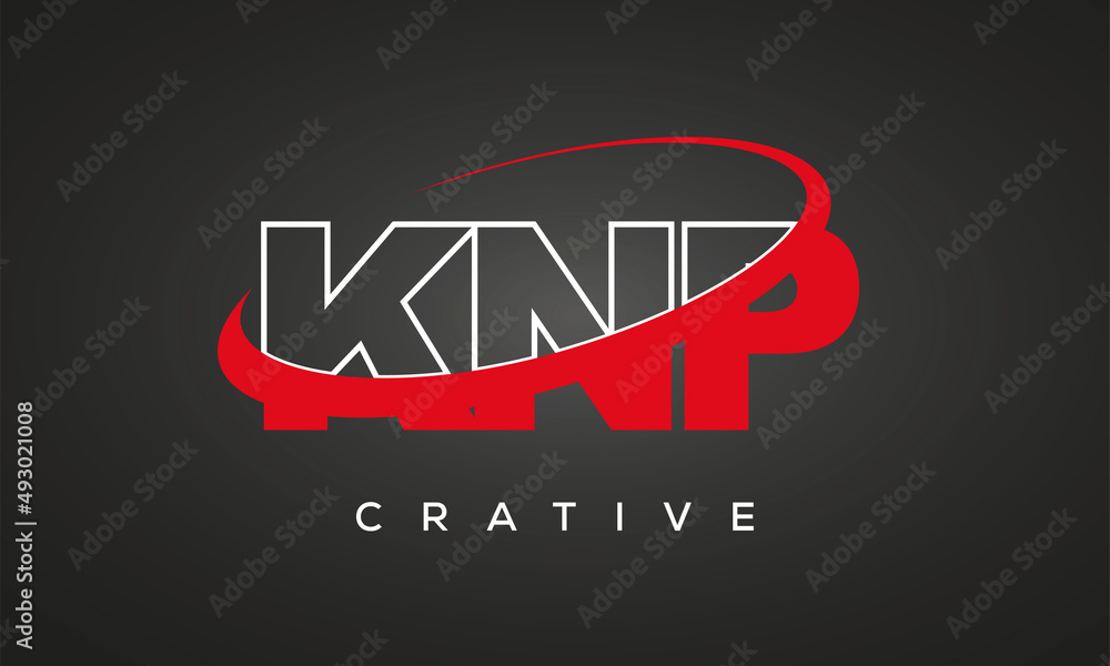 KNP creative letters logo with 360 symbol vector art template design KNP creative letters logo with 360 symbol vector art template design