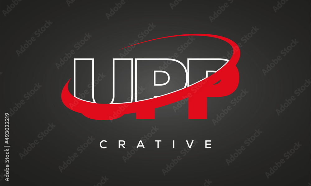 UPP creative letters logo with 360 symbol vector art template design