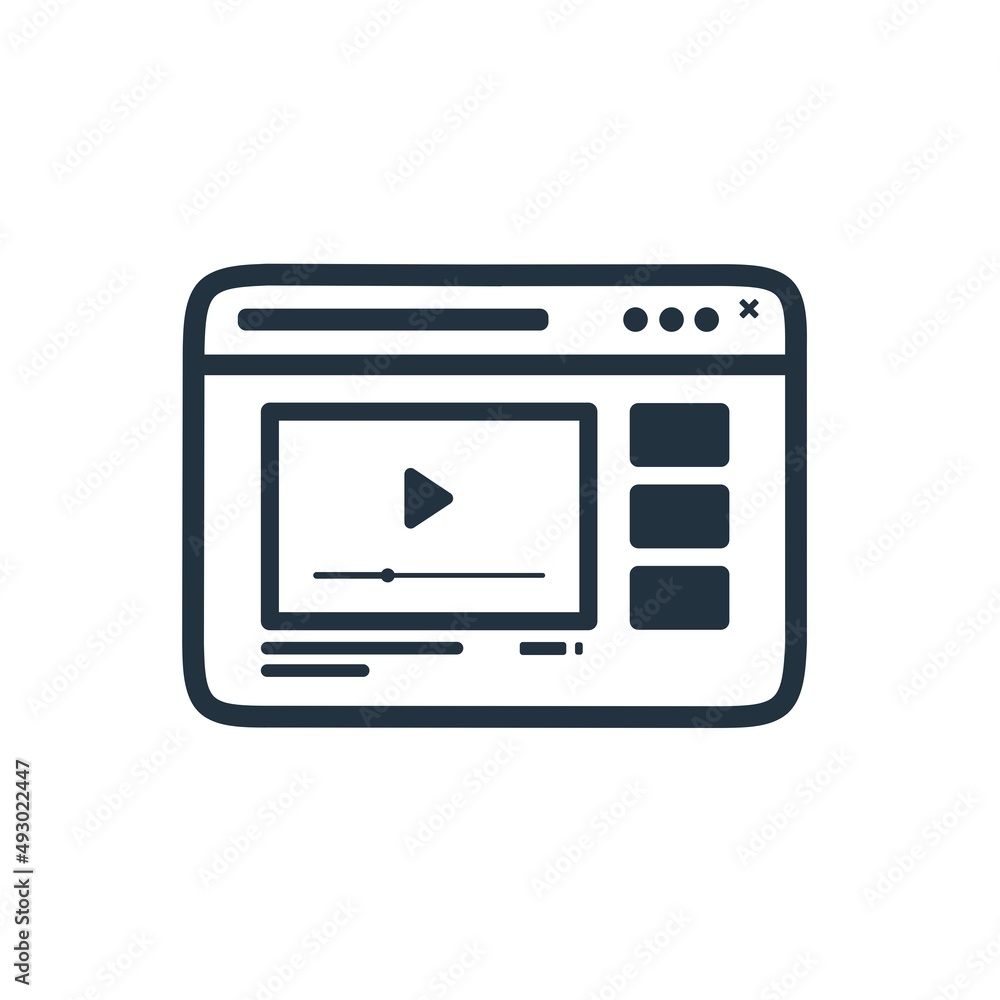 Video player vector icon isolated on a white background. video playback site symbol for web and mobile apps. Vector illustrations Video player vector icon isolated on a white background. video playback site symbol for web and mobile apps. Vector illustrations