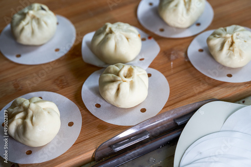 Finished fresh meat buns made in the kitchen