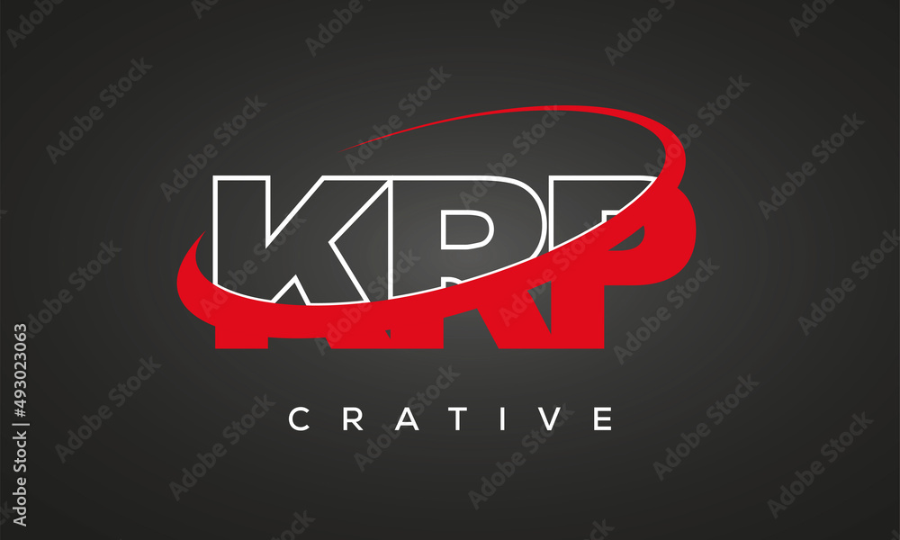 KRP creative letters logo with 360 symbol vector art template design