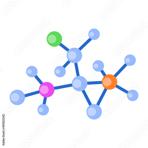 Molecules connection semi flat color vector object. Full sized item on white. Covalent bonds. Chemical bonding simple cartoon style illustration for web graphic design and animation