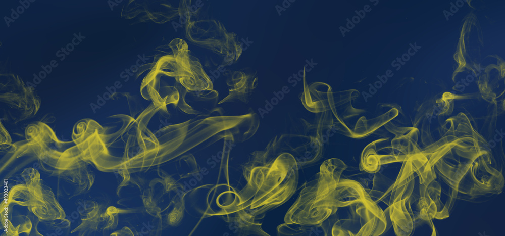 Beautifully colored, soft smoke floats in the air on a beautiful colored background. Abstract illustration.
