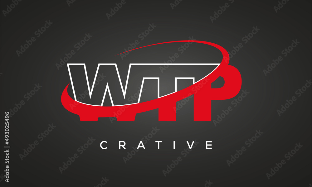WTP creative letters logo with 360 symbol vector art template design