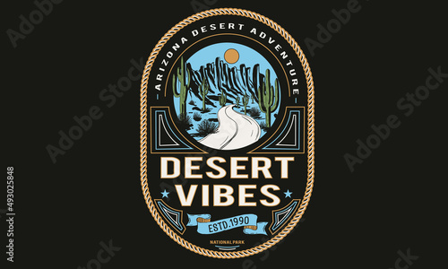Desert vibes print design for t shirt, poster, sticker and others. 