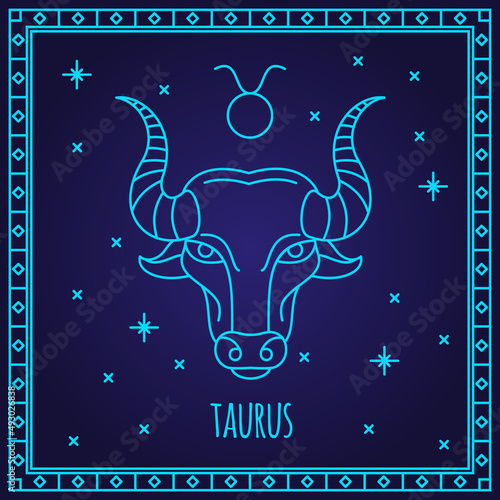 Aries zodiac signs. Vector illustration. Astrological horoscope symbol. Constellations vector illustration on blue background. Part of zodiacal system and ancient calendar.