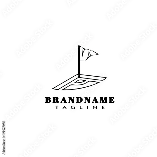 soccer game corner kick with flag logo icon design vector illustration