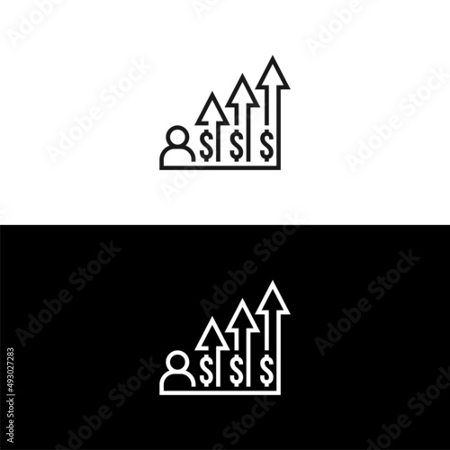 Salary increase icon isolated on white background