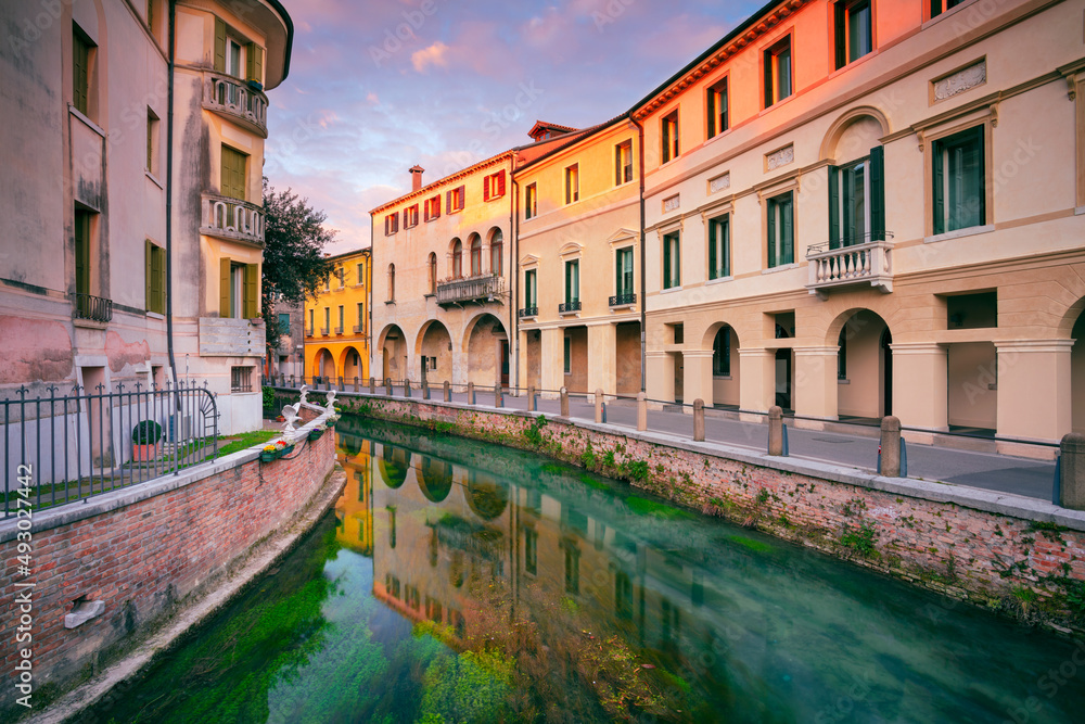Treviso, Italy. Cityscape image of historical center of Treviso, Italy at sunrise.