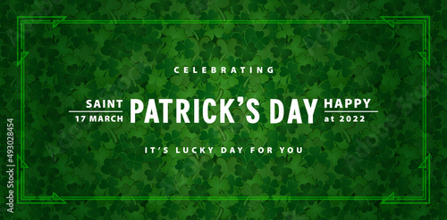 celebrating of st. patrick's day with clover leaves patterned backgrounds, applicable for website banner, poster corporate, sign business, social media posts, advertising agency, wallpaper, greetings
