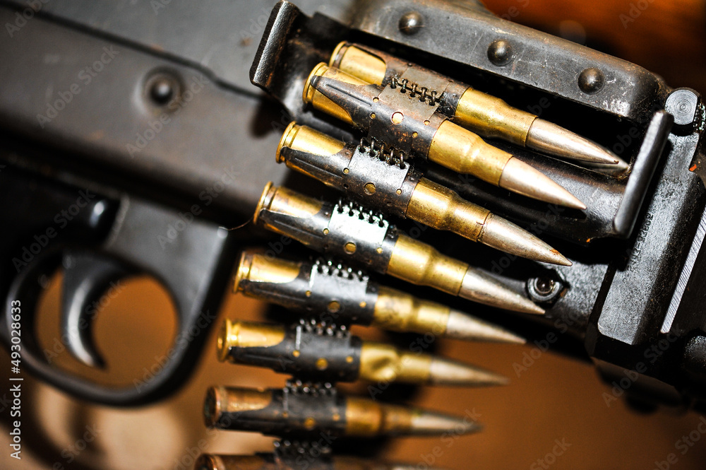 Machine gun details. Automatical weapon. Machine gun details. Automatical weapon.