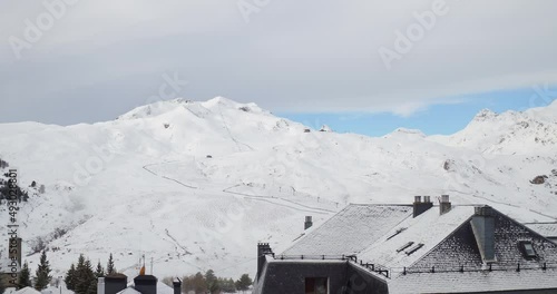panoramic view of the Formigal-Panticosa ski resort in Huesca, Aragon, Spain. March 12, 2022. photo