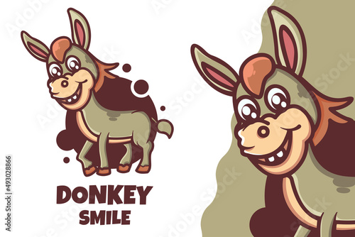 cute donkey cartoon mascot character. cute animal happy concept Isolated