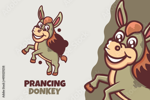 cute donkey cartoon mascot character. cute animal happy concept Isolated