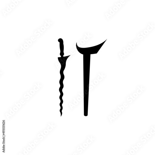 simple keris silhouette design, flat kris symbol vector
