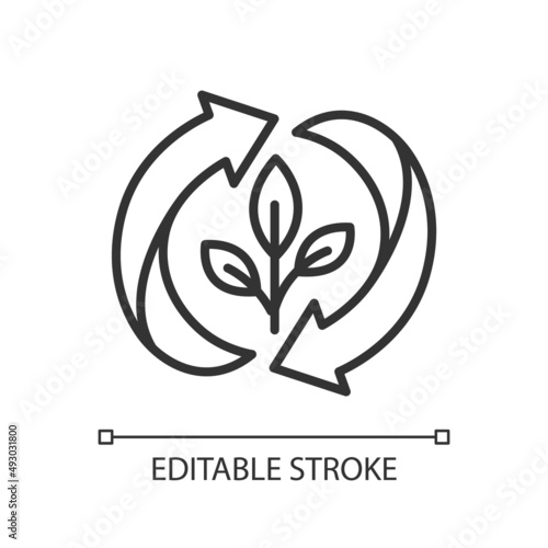 Regrowing linear icon. Growing plant from scraps. Houseplants care. Seedling growth and development. Thin line illustration. Contour symbol. Vector outline drawing. Editable stroke. Arial font used
