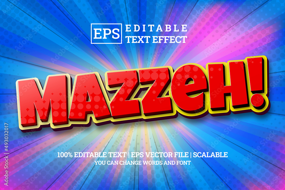 comic 3d editable text style effect on colorful halftone background