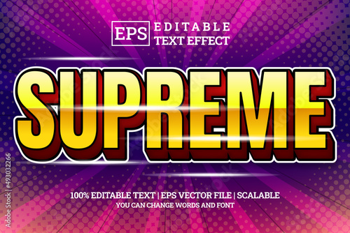 Supreme comic 3d editable text style effect on colorful halftone background