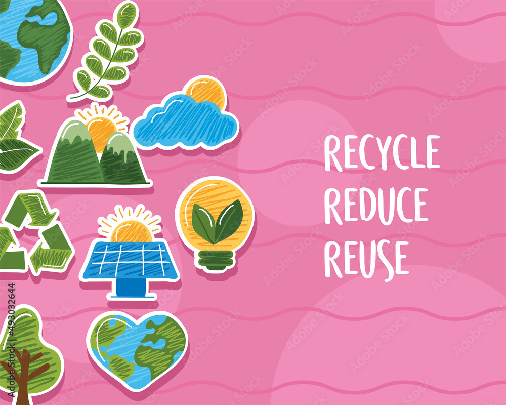 Fototapeta premium ecology poster with icons