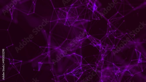 Digital Plexus background.Data technology and scientific illustration. Moving dots and lines network connection structures. 3d rendering. 4K